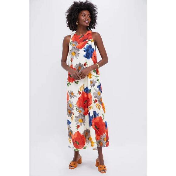 TUCKERNUCK Crimson Poppy Cotton Linen Portia Dress Size L NWT - Picture 1 of 6